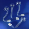 Tubo di bruciatore di olio in vetro piegato 2 tipi da 10 mm sfera maschile OD da 0,8 pollici per fumare tubo di combustione bulb bong bong tampone piatta