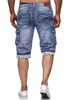 Jeans män korta byxor sommar casual streetwear mens kläder hip hop pocket skinny denim jean byxa shorts blå 211108