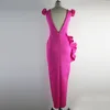 Vrouwen zomerjurk sexy maxi bodycon jurk v-hals rose plus size elegante prom bruiloft avond feestjurk 210422