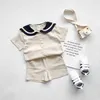 Одежда для маленьких девочек, комплект летней детской одежды для мальчиков, костюмы моряка для маленьких мальчиков, наряд 2108048116417