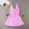 Madre hija vestidos familia ropas de juego para mujeres niños niña raya sin mangas vestido mami y yo ropa camiseta vestido Q0716