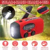 USB SOLAR RADIO LED Nödlampa ficklampa Hand Crank Generation Camping Light - Svart