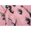 男性ハワイホリデイフルプリントターンダウンカラー半袖ピンクシャツファッション原宿ヒップホップ夏のシャツ210721