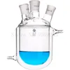 Lab Supplies Round Bottom Four Mouth Glass Jacketed Reaction Bottle Laboratory Double-layer Flask