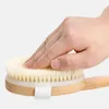 Natural Long Wooden Bristle Body Brush Massager Soft Brushes Bath Shower Back Spa Scrubber