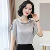 Korean Silk Women Blouses Shirt Satin Tops Woman Solid Ladies Top Plus Size Blusas Mujer De Moda 210531