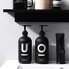 Dispensador de sabão banheiro 500ml para xampu chuveiro gel condicionador de cabelo preto vidro vazio cozinha garrafa de armazenamento