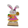 NUOVOFesta di Pasqua Coniglietto Decorazione da tavolo Coniglietti di legno Centrotavola Ornamento di coniglietti di primavera Figurine per il giardino di casa RRA10211