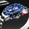 男性Lige Silverすべてのスチール腕時計のファッション防水クォーツ時計男性のミリタリースポーツ男性を見るトップブランドラグジュアリー210527