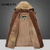 Henchiry Windproof Fleece Jacket Män Varma Tjocka Militära Coats Vinter Hooded Parkas Ytterkläder Överrock Högkvalitativ kläder 211214