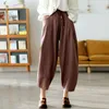 Johnature pantaloni larghi alla caviglia pantaloni scozzesi casual elastici in vita pantaloni harem vestiti estivi pantaloni pantaloni da donna 210521