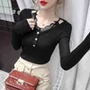 Spring Autumn Sweater Women Lace Patchwork Fake Two Pieces Long Sleeve Tops Pullover Jumper Knit Wear T00704A 210421