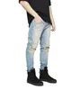 Sprzedaż hurtowa-lato Casual Slim Fit porwane dżinsy męskie High-Street męskie spodnie jeansowe w trudnej sytuacji dziury w kolanach sprane zniszczone spodnie jeansowe Plus rozmiar 28-42