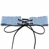 Denim Jeans Wide Choker Necklaces Gothic Lace Bandage Adjustable Necklace Neck band Collar Women Girls Fashion Jewelry