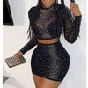 sexy rhinestone two piece dresses