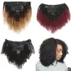 Brazylijski Afro Kinky Curly Clip in Human Hair Extensions 8 sztuk 120g / Set 1b / 4/27 1B / 99JJ BURGUNDY Natural Color Clips On