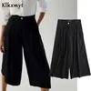 Klkxmyt women pants vintage high waist fashion folds loose straight calf-length Pants mujer pantalon femme trousers 210527