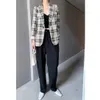 Kvinnor Jackor Plaid Blazer Office Lady Loose Suit Coat Elegant Höst Vår Kvinna Outwear 210608