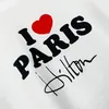Lässiges, besticktes weißes T-Shirt für Herren und Damen, Hilton Autograph Tee, Logo-Oberteile mit Innenetikett am Kragen hinten