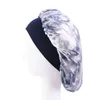 Soft Satin Wide Band Print Night Hat For Women Girl Elastic Sleep Caps Headwear Home Hair Care Fashion Accessories