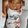 Women Fashion Flower Printed Suspension Dress Maxi es for Sexy Summer Spaghetti Strap Bodycon 210521