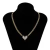 Goth Bling cristal amour coeur collier ras du cou déclaration cadeau mignon doux Kpop couleur or chaîne collier noël femmes bijoux