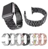 Metal Strap For Apple Watch band 44mm 40mm 38mm 42mm Stainless Steel Wristband Three Beads Sports Bracelet Iwatch Series 6 5 4 3 Se Watchband Smart Accessories