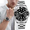 Fashion Men Stainless Steel Watch Luxury Green Dial Waterproof Business Quartz Wrist Watches For Man 2021 Relogio Masculino Wristwatches