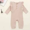 Baby Spring Summer Clothing born Girl Boy Ribbed Clothes Knitted Cotton Romper Jumpsuit Solid Girls Outfits 211101