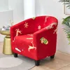 Elastic Christmas Tub Sofa Cover Stretch Spandex Club Chair Slipcovers for Living Room Coffee Bar Single Seater Couch 211116
