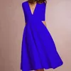 Casual Dresses 2021 Elegant A-Line V Neck White Maxi Half Sleeves Simple Sexy Night Club Long Solid Color Female Office Pink Navy 269q