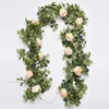 2021 200 cm decorazioni di nozze piante artificiali fiori ghirlanda di eucalipto con rose bianche verde foglie sfondo decorazioni per la tavola da parete per feste