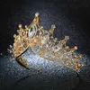 KMVEXO Vintage Kraliçe Prenses Büyük Taç Düğün Gelin Diadem Saç Takı Süsler Kadınlar Için Altın Kristal Tiara Pageant