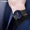 Sinobi High Quality Men's Watches Luxury Quartz Watch Male Fashion Slim Mesh Steel Waterproof Business Clock Relogio Masculino Q0524