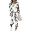 Pockets Casual Tie-dye suits women jump plus size loose long sleeve pink over elastic waist ladies 210508