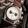 79360 A21J Automatyczny Zegarek Męski 42mm Steel Case White Dial Black Subdial Brown Leahter Pasek Sposts Zegarki nie Chornograph Wszystkie Prace SmallDial PureTime F01B2