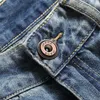 Retro Mavi Yaz erkek Şort Yırtık Delik Kısa Kot Artı Boyutu Beş Nokta Düz Streetwear