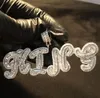 Benutzerdefinierte Name A-Z Baguette Stil Kursive Buchstaben Anhänger Für Männer Frauen Geschenke Zirkonia Halskette Hip Hop Jewelry183e