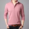 Top Grade Fashion Brands Polo Shirt Mens Color Sólido Manga larga Slim Fit Boys Coreano Poloshirt Casual Hombres Ropa 210707