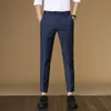 Tfetters Brand Mens Four Seasons Casual Pants Män Sju Färger Polyester Business Mid Rak Ankellängd Byxor 210715