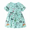 Saileroad Summer Dress Girl 2020 Dinosaur Skriv ut Kläder för barn Party Klänningar Bomull Ljuske Toddler Kläder Barnklänningar Q0716