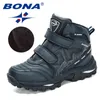 Bona Designers High Top Calzado de invierno Niños Esquí de nieve Senderismo Escuela de moda Zapatos para niños Botas cálidas de felpa 211108