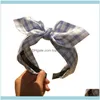 Zubehör Werkzeuge ProdukteMode Karierte Kaninchenohr-Stirnbänder Breite Damen Handgefertigte Stoff-Bowknot-Haarbänder Für Frauen Mädchen Haarreifen Aessor