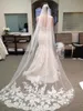 120 بوصة الحجاب الزفاف رومانسية الأبيض العاج الدانتيل الزفاف الحجاب طويل طبقة واحدة appliqued حافة فيلو دي نوفيا