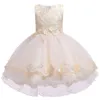 New Year Girls Lace Flower Christmas Princess Elegant Kids Trailing Dresses Baby Children Clothing Dress Party Costume Clothes G1129