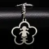 2021 Cute Flower Girl Silver Color Stainless Steel Keychain for Women Fashion Key Chain Jewelry llaveros para parejas K612125 G1019