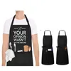 Aprons 2pcs Pure Color Cooking For Chef Waiter BBQ Hairdresser Custom Gifts Ull Size Adult Bib Pocket