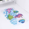 Oval Pvc Bathroom Mat Kids Shower Non-Slip Foot Pads With Suction Cup Plastic Carpet Foldable Cartoon Children Bathtub Floor Rug 211130