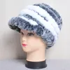 Cappello di pelliccia di coniglio Rex lavorato a maglia morbida naturale Donne russe Inverno 100% autentico Rex Caps Lady Warm Hats