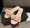 2021 Elegant Camellia Women slippers Paris Designer Flat Sandals 7-color Shining fashion Lady beach shoes European size 35-40